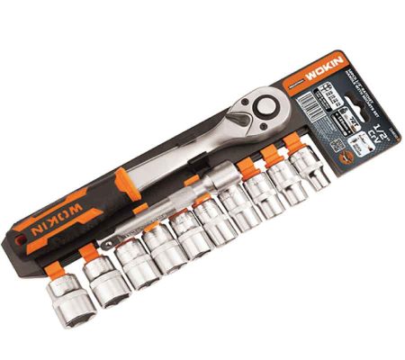 12PCS 1/2 Drive Ratchet Handle With Sockets Set